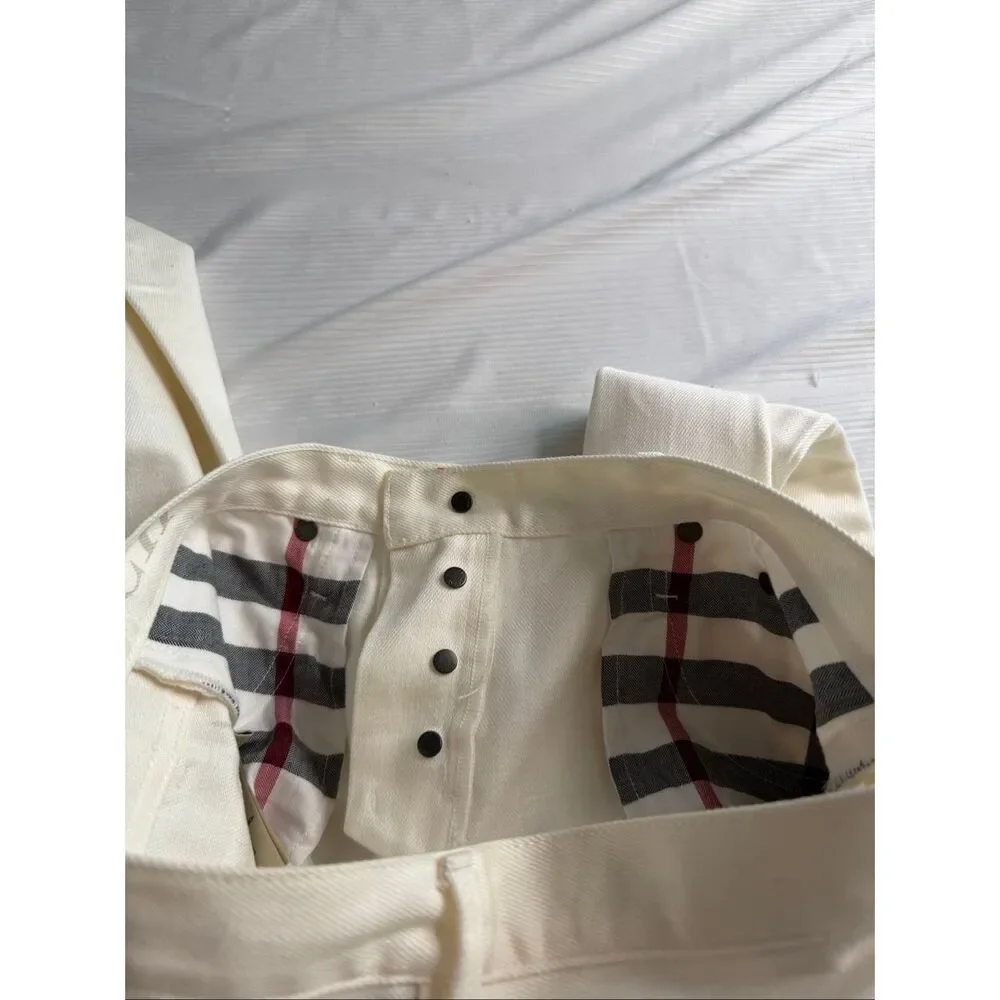 NWT Burberry Brit Shoreditch Skinny Leg White Denim Jeans Size 28 X 32 New